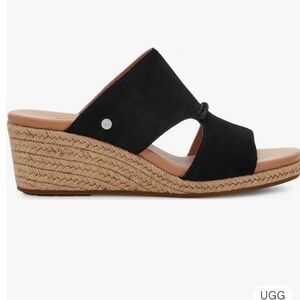 UGG Black Suede Eireme Wedge Sandals